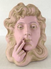 Schafer & Vater Pink Bisque Tobacco Jar Smoking Lady Art Nouveau c1890 picture