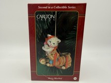 1996 Carlton Cards Ornament Merry Mischief Makers 2nd Issue Cats in Wreath picture