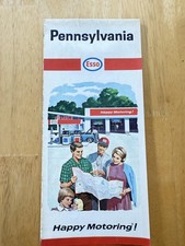Vintage 1963 Esso Pennsylvania Fold-Out Road Map Travel Gas Oil Advertising USA picture