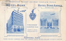 1916 CONNECTICUT POSTCARD: VIEW OF HOTEL BOND & ANNEX, HARTFORD, CT picture