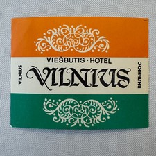 Vintage Hotel Travel Luggage Label Vilnius Lithuania Viesbutis Hotel picture