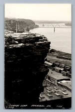 C.1940 RPPC LOVERS LEAP, HANNIBALL MISSOURI, TRAIN RR DEPOT, BRIDGE Postcard P3 picture