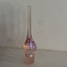 Iridescent Pink Art Glass Perfume Bottle Teardrop Stopper 0.5”Diameter Neck Size picture