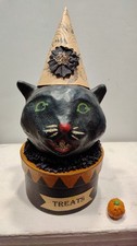 2004 Nicol Sayre Halloween Black Cat Tricks Box Folk Art picture