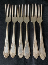 VTG 6 Pcs Soviet Silver Plated Cupronickel Melchior Dinner Forks 8.5” picture