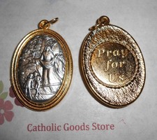 Guardian Angel - Pray for Us - Gold & Silver Tone Italian 1 3/4 inch Medal  picture