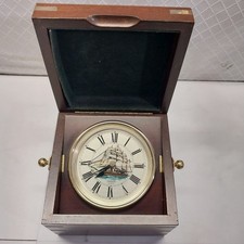 Captains Clock - Ship Sunbeam Quartz Nautical Clock Wooden box vintage picture