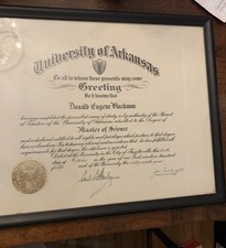 Vintage Framed University Of Arkansas DIPLOMA 1940 original picture