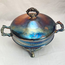 ONEIDA Silver Plate Covered Serving Bowl with Lid & Glass Insert picture