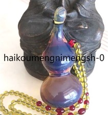 92mm Natural Dominican Blue Amber Gourd 福禄寿 Reiki Pendant Necklace picture