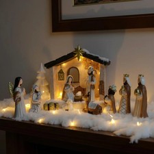 Nativity Set Indoor-14 Piece Nativity Scene with Lighted Manger picture