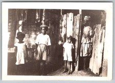 Vtg B&W Snapshot Impoverished Family African American Children Woman 1930s picture
