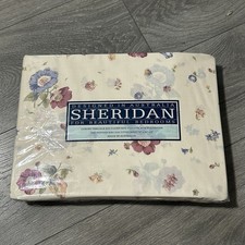 Vintage Sheridan King Fitted Sheet Cream Multicolor Floral Waterford Briar Rose picture
