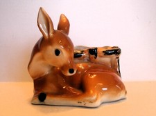 Vintage 3-D Effect Baby Deer Fawn Spots By Fence Porcelain Planter Made In Japan picture