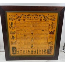 VTG Three Mountaineers Wooden Spice Rack Herbs and Spices Chart Hinged Door picture
