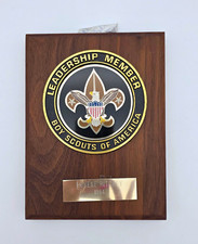Vintage 1984 Boy Scouts of America BSA Leadership Member Walnut Plaque Award picture