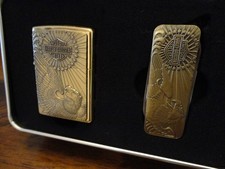 HARLEY DAVIDSON EAGLE GIFT SET BRASS ZIPPO LIGHTER MINT IN BOX 1998 HD116 picture