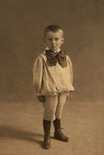 c1910 Little Boy Wearing Enormous Bow Cabinet Photo, Mumper, Gettysburg, PA picture
