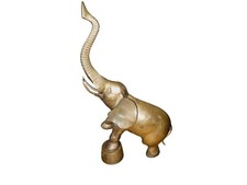 Vintage Huge Brass Circus Elephant, Trunk Lifted Up Elephant, Made in Korea, 18