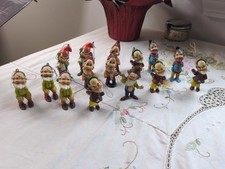 Vintage 50s -70s Elf, Dwarves, Gnome Christmas Ornaments Lot Of 15, 2.75