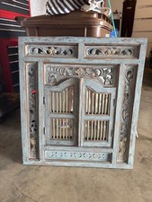 Vintage Elaborately Hand-carved Polynesian Mirror with Doors picture