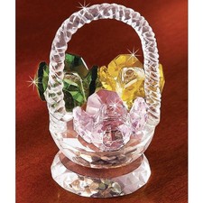 CRYSTAL ROSE FLOWER BASKET FIGURINE new In box deluxe SALE picture
