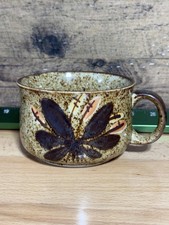 🔥VTG Stoneware Pottery Bowl Mug Otagiri Style Brown Floral Flower Speckled picture