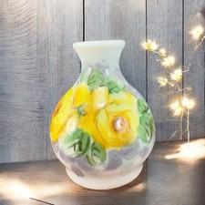 Antique Hand Painted Porcelain Bud Vase Miniature Vase Artist Signed Flower VTG picture
