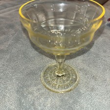 Vintage Yelloe Tinted Wine Glass 5” Tall  3” Wide picture