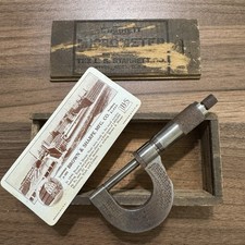 Vintage L.S. Starrett No. 436 1” Micrometer W/ Original Wooden Box Made in USA picture