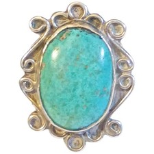1970s navajo Vintage Darling Darlene Turquoise Sterling Silver Ringsz9 picture