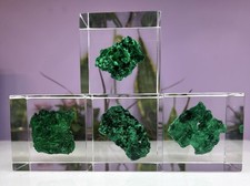 Wholesale 4 Pcs Natural Velvet Fibrous Malachite Acrylic Cube Crystal Healing picture