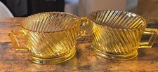 Vintage Federal Glass - Diana - Amber - Sugar & Creamer Set - Depression - picture