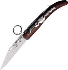 Okapi Keyring Lock Folder Folding Pocket Knife Wood Handle Brown Clip Point EDC picture
