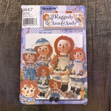 Simplicity sewing pattern 9447 Raggedy Ann Andy doll & clothes vtg 2000 UNCUT picture