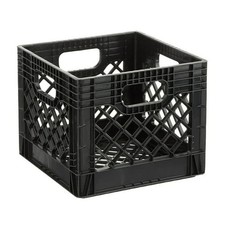 Juggernaut Storage 16QT Heavy-Duty Plastic Milk Crate Black with Built-in Handle picture