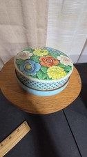 Beautiful Vintage Riley's Toffee England Embossed Floral Round Tin picture