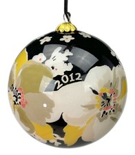 4.5” Vera Bradley Dogwood 2012 Li Bien Glass Ball Christmas Ornament picture