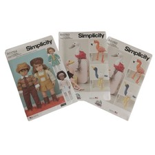 Lot 3 Simplicity Sewing Patterns Plushies 18in Doll Clothes Uncut picture