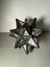 VTG MERCURY GLASS DISTRESSED MORAVIAN STAR CANDLE HOLDER TEA LIGHT 6