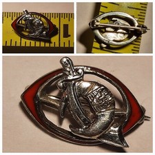 Vintage 14k White Gold Masonic Shriners  enamel Tie Lapel Emblem Pin  picture