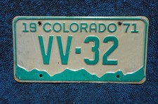 1971 Colorado License Plate # VV - 32 picture