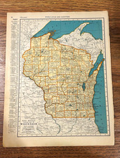 Antique 1937 map of Wisconsin 14”x11” picture
