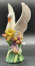 Vtg Fitz and Floyd Figural Swan 3D Vase Daffodils Tulips 1995 RETIRED picture