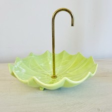 Vintage Sylvan's Pasadena Art Pottery Green Umbrella Trinket Dish picture