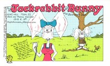Hutchinson KS Jackrabbit Bunny CB Radio QSL Card Postcard 1970s Unused picture