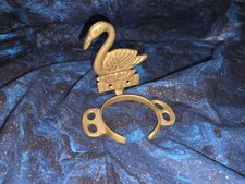 Vintage Mid Century Brass Swan wall Mounted Toothbrush and Tumbler Holder picture