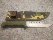 Buck 639 Fieldmate USA Sawback Survival Knife Green Kraton Camo Sheath Vintage picture