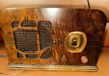 Antique Vintage ART DECO Wood DELCO Coronet Tube Radio Wood Case Cool Dial Works picture