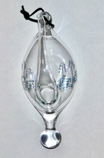 RARE Rosdala Glasbruk Water Barometer Hand-Blown Glass Hand-Painted Sweden VNTG picture